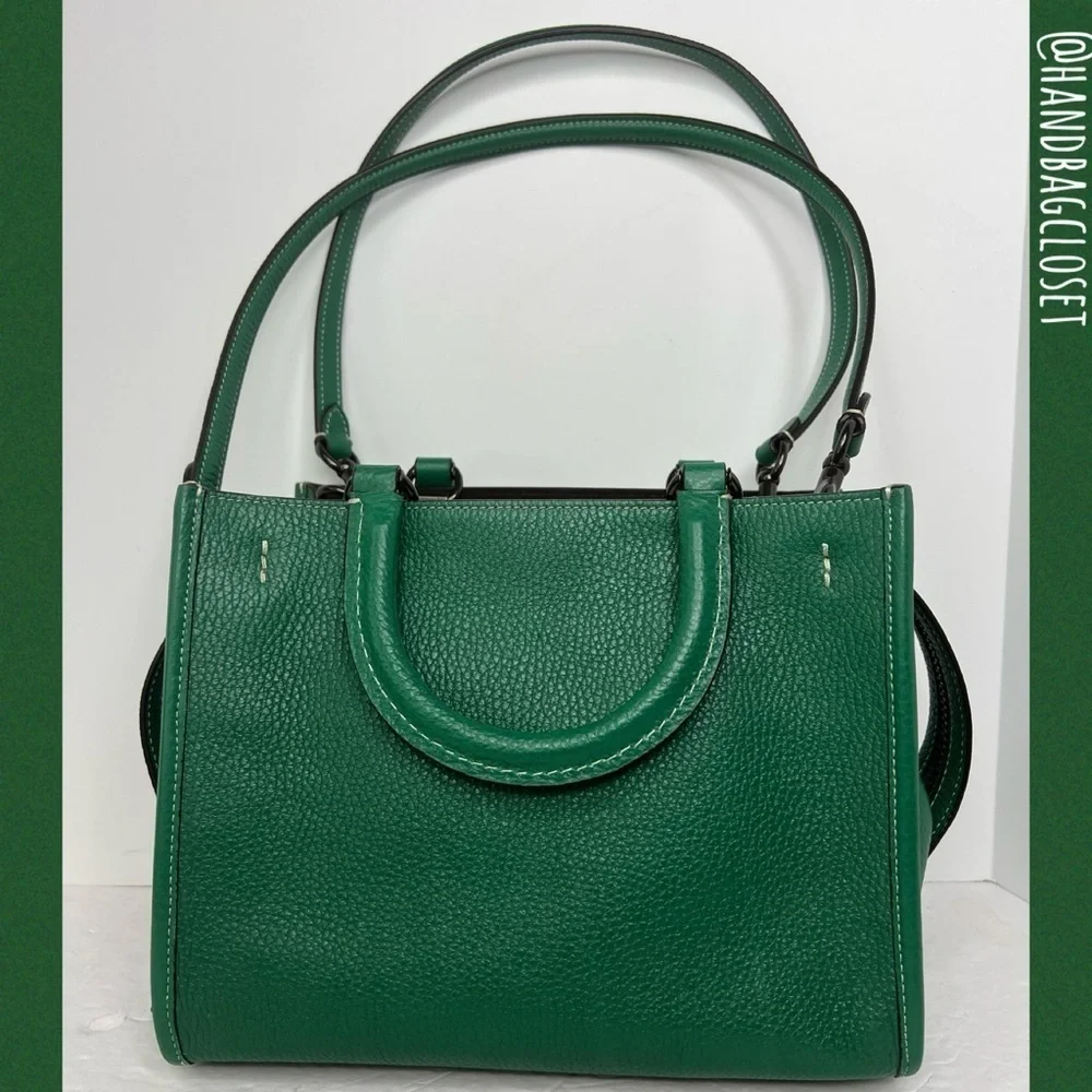Coach Green Grass 25 Rare Glovetanned Leather Rogue Bag - Picture 15 of 16